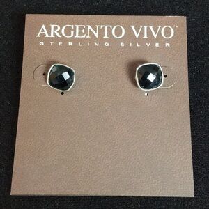 Argento Vivo Sterling silver black stone earrings